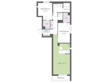 アリスティオ フォンテ(2LDK/1階)の間取り写真