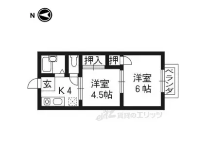 サンシティ藤戸B棟(2K/2階)の間取り写真