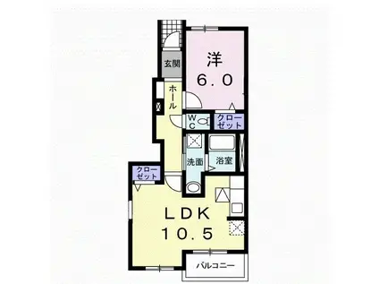 UNE ENTREE(1LDK/1階)の間取り写真