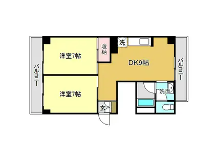 コーポハリマヤ(2DK/2階)の間取り写真