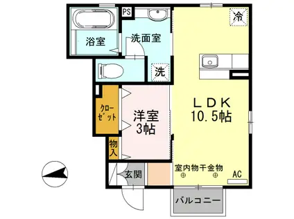 リシェス・オカザキVI(1LDK/1階)の間取り写真