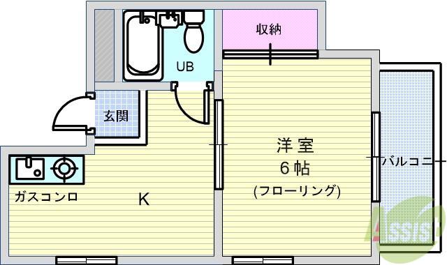 ハイツ紫苑(1K/4階)の間取り写真