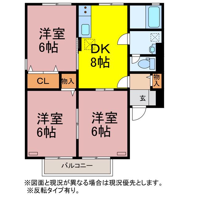 メゾン西沢(3DK/1階)の間取り写真