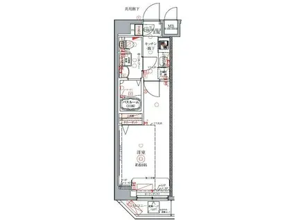 クレヴィスタ豊洲ベイサイド(1K/3階)の間取り写真