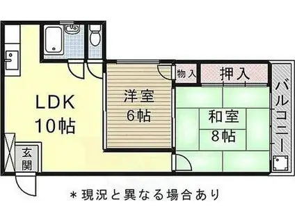 瑞穂ビル(2LDK/6階)の間取り写真