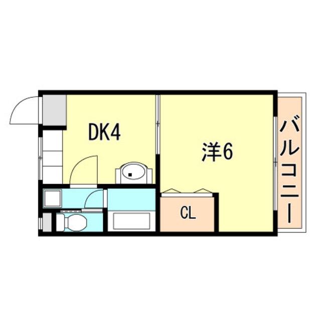 三喜ハイツ(1K/3階)の間取り写真
