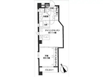 カスタリア新富町IV(1LDK/10階)の間取り写真