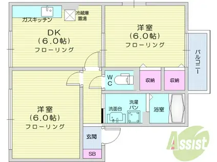 ロイヤルハイツ25(2DK/2階)の間取り写真