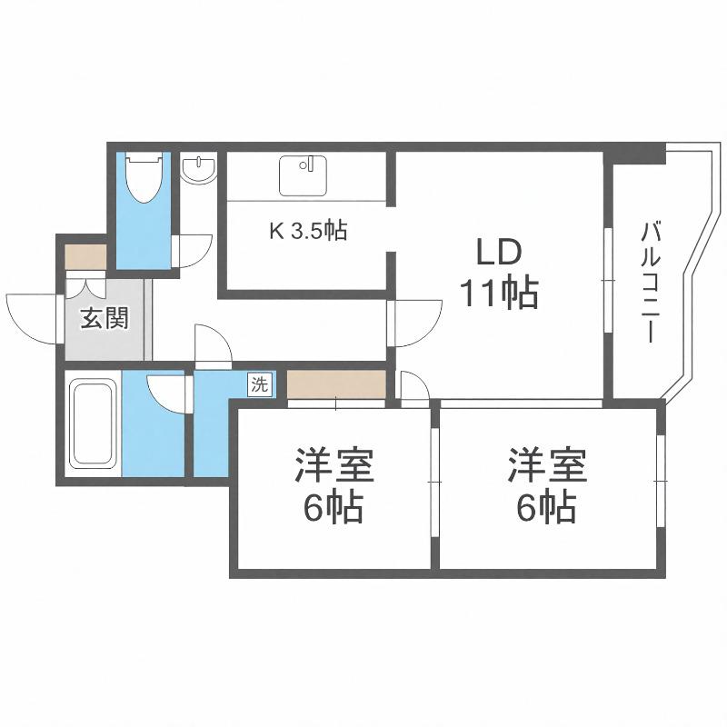 メゾンドブーケパーク(2LDK/9階)の間取り写真