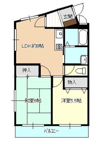 ドール東加古川(2LDK/2階)の間取り写真