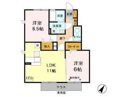 ロハスタウンIII(2LDK/1階)の間取り写真