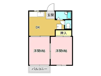 ロイヤルフレグランスB(2DK/1階)の間取り写真