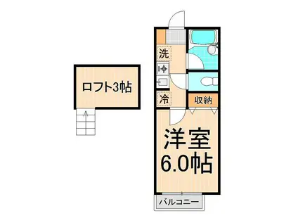 パークフロント北綾瀬B(1K/2階)の間取り写真