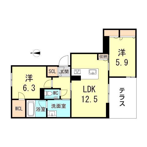 FAMILIAR OGO(2LDK/1階)の間取り写真