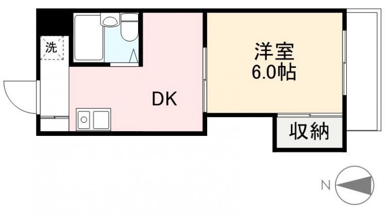 東田町ハイツ(1DK/2階)の間取り写真