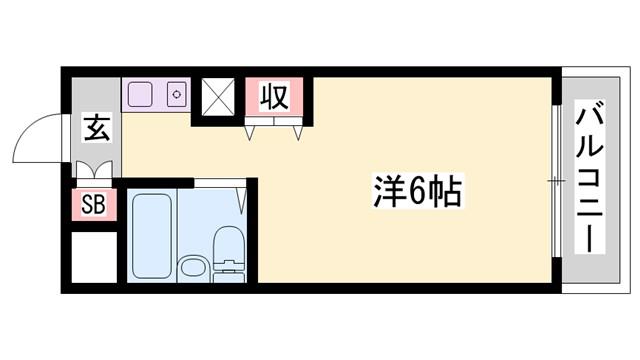 スカイコート姫路(ワンルーム/5階)の間取り写真