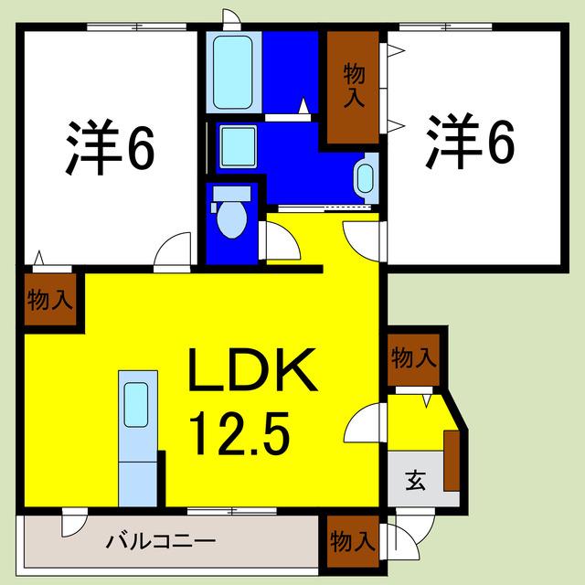 ウィルレジデンスI(2LDK/1階)の間取り写真