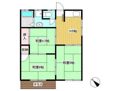タウニィ中丘(3K/2階)の間取り写真
