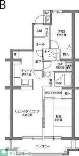 ヒルズ南戸塚3号棟(2LDK/2階)の間取り写真