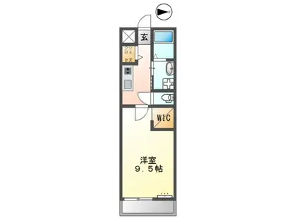 PRUNIER(1K/2階)の間取り写真