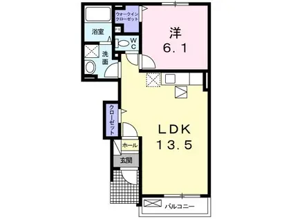 イースト マージュ B(1LDK/1階)の間取り写真