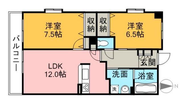 タロックス新居浜(2LDK/6階)の間取り写真