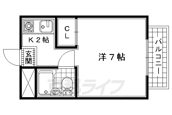 カルチェヴィラ吉勇(1K/1階)の間取り写真