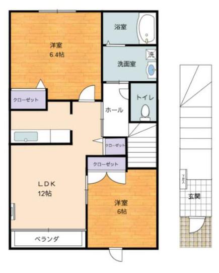ＪＲ福塩線 備後本庄駅 徒歩19分 2階建 築20年(2LDK/2階)の間取り写真