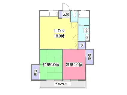 ハイムE(2LDK/2階)の間取り写真