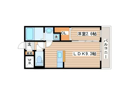 オリンピア長町(1LDK/1階)の間取り写真