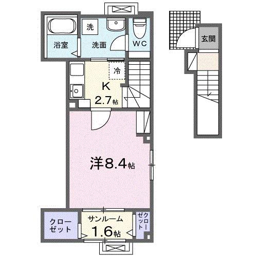 レジデンス ヒカル(1K/2階)の間取り写真