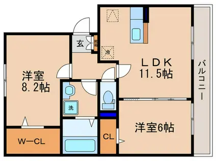 ヴァンサンカン(2LDK/1階)の間取り写真