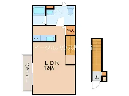 バローニ B(ワンルーム/2階)の間取り写真