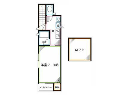 PALMGROVE(1K/2階)の間取り写真