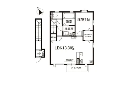 アムールI(1LDK/2階)の間取り写真