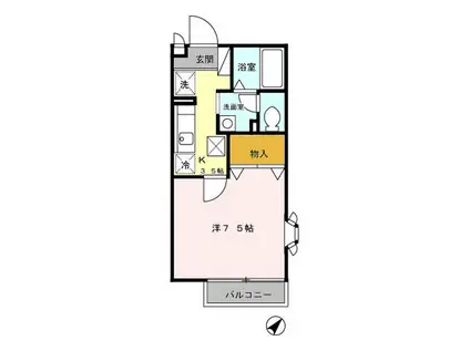 パインヒル鵠沼(1K/1階)の間取り写真