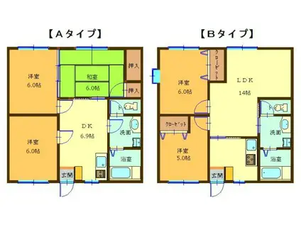 プレアデス2号館(3DK/1階)の間取り写真
