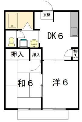 セントポーリア葵D(2DK/1階)の間取り写真