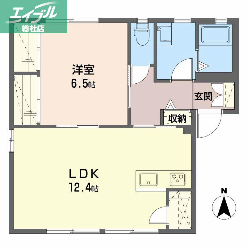 ウイングA棟(1LDK/1階)の間取り写真
