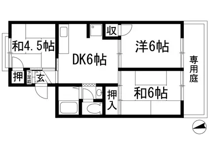 ハートランド逆瀬川(3DK/1階)の間取り写真