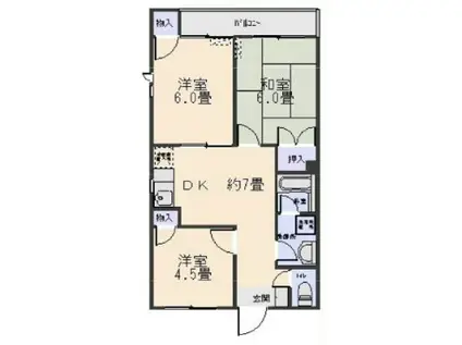 コーポタカ(3DK/1階)の間取り写真