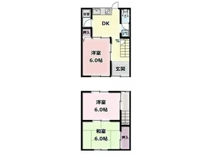 ＪＲ山陽本線 福山駅 徒歩25分 2階建 築49年(3DK/1階)の間取り写真