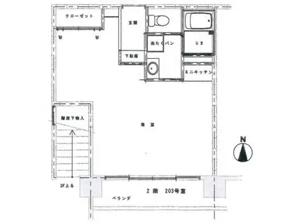 小島ビル(ワンルーム/2階)の間取り写真