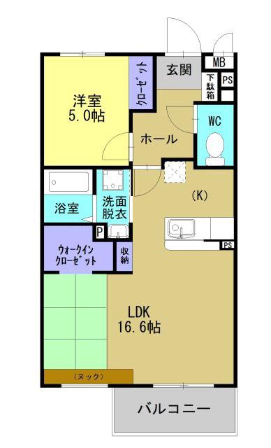 MAISON DE TETOII(1LDK/2階)の間取り写真