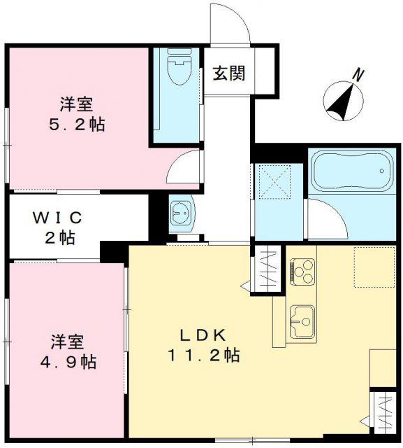 ソレイユ光(2LDK/1階)の間取り写真