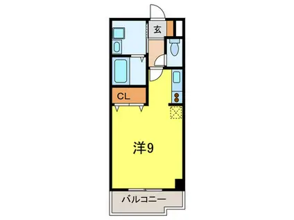 ブルーメ芦屋(ワンルーム/3階)の間取り写真