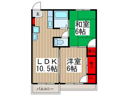 コーポ田島(2LDK/2階)の間取り写真