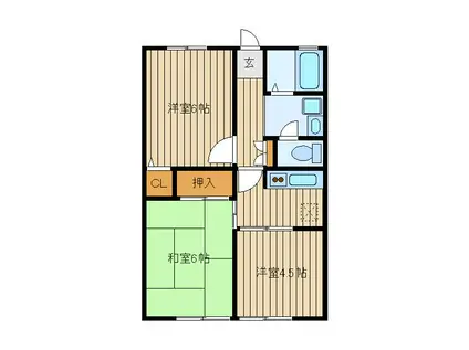 シティーハイム高倉(3K/1階)の間取り写真