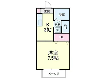 アミティエC(1K/2階)の間取り写真