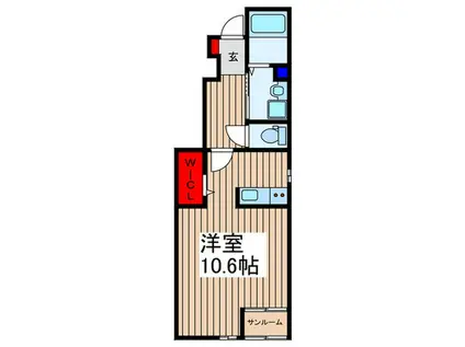 プラシードUII(ワンルーム/1階)の間取り写真